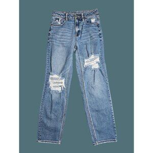 American Eagle Mom Straight Distressed Jeans Women Size 4 Regular Stretch